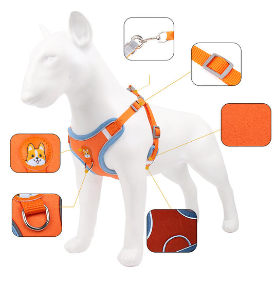 Reflective Mesh Dog & Cat Harness with Leash