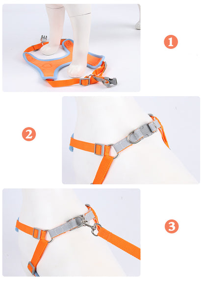 Reflective Mesh Dog & Cat Harness with Leash