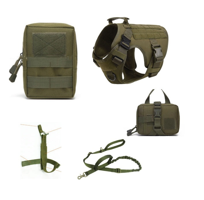 Tactical Dog Harness & Leash Set – K9 Training Vest