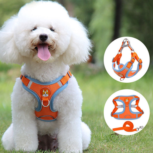 Reflective Mesh Dog & Cat Harness with Leash
